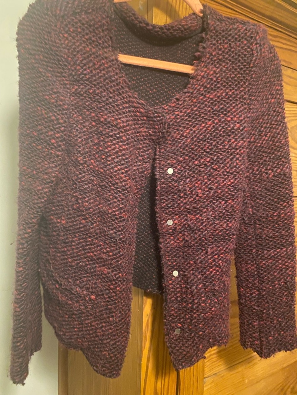 IRO Burgundy Shena Textured Knit Jacket